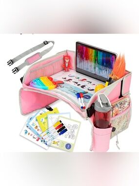 Kids Travel Activity Tray - Pink Portable Car Lap Desk